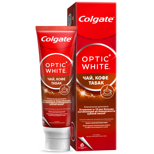 Зубная паста Colgate Optic White Чай, Кофе, Табак отбеливающая